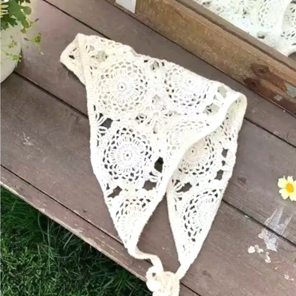 Crochet Handmade Lace Triangle Scarf Headband Hair Accessories Bohemian NEW
